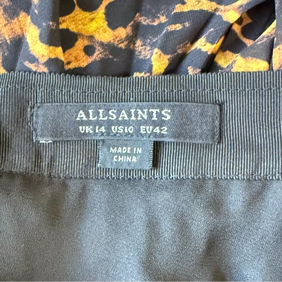 AllSaints Cora Ambient Pleated Cheetah Print Hi Low Maxi Skirt, US 10 - Picture 4 of 5